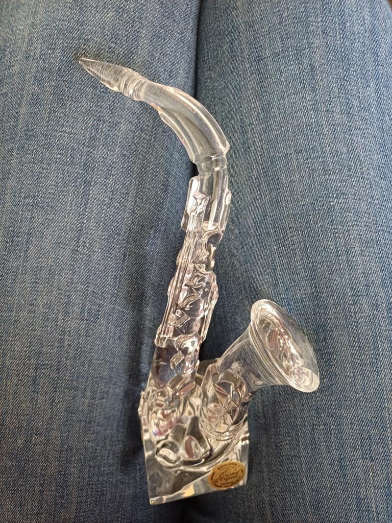 Decoratief kristallen saxofoonbeeldje, Muziek en Instrumenten, Ophalen, Zo goed als nieuw, Overige typen