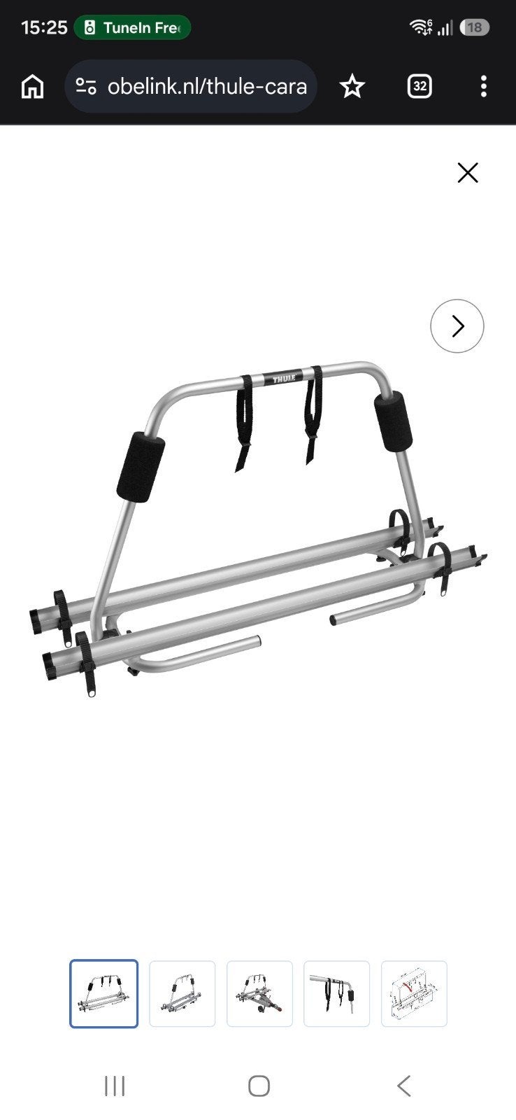 Thule Fietsendrager voor Trekhaak - Compact en Stevig, Ophalen, 2 fietsen, Zo goed als nieuw