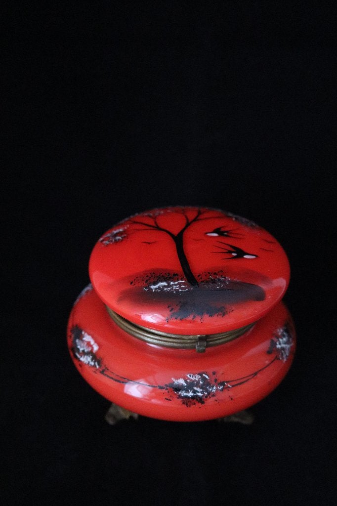 Antieke Loetz Tango Art Glass sieradendoos emaille, 1920, Antiek en Kunst, Ophalen of Verzenden