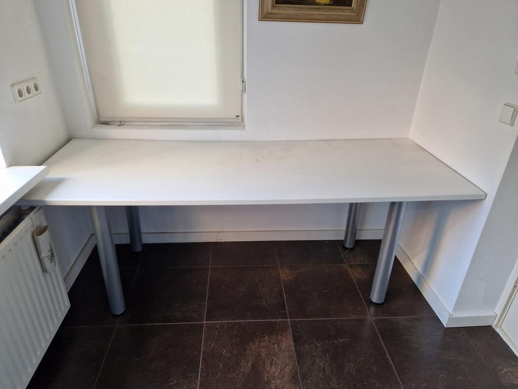 Eenvoudige Witte Tafel - 205x75x74cm, Ophalen, Gebruikt, 200 cm of meer, 50 tot 100 cm