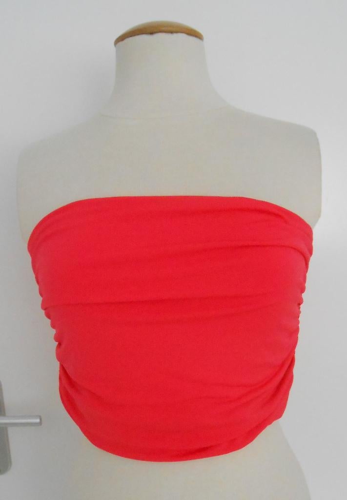 H&M bandeautop koraalrood mt M, Kleding | Dames, Maat 38/40 (M), H&M, Ophalen of Verzenden, Zo goed als nieuw