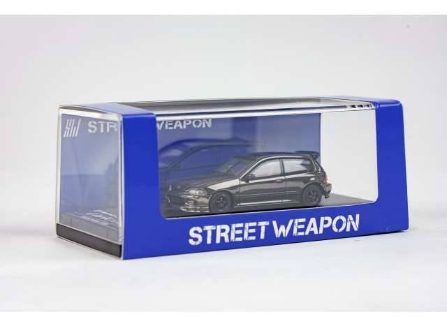 Honda Civic EG6 van Street Weapon 1/64 black Chrome, Ophalen of Verzenden, Nieuw, Auto