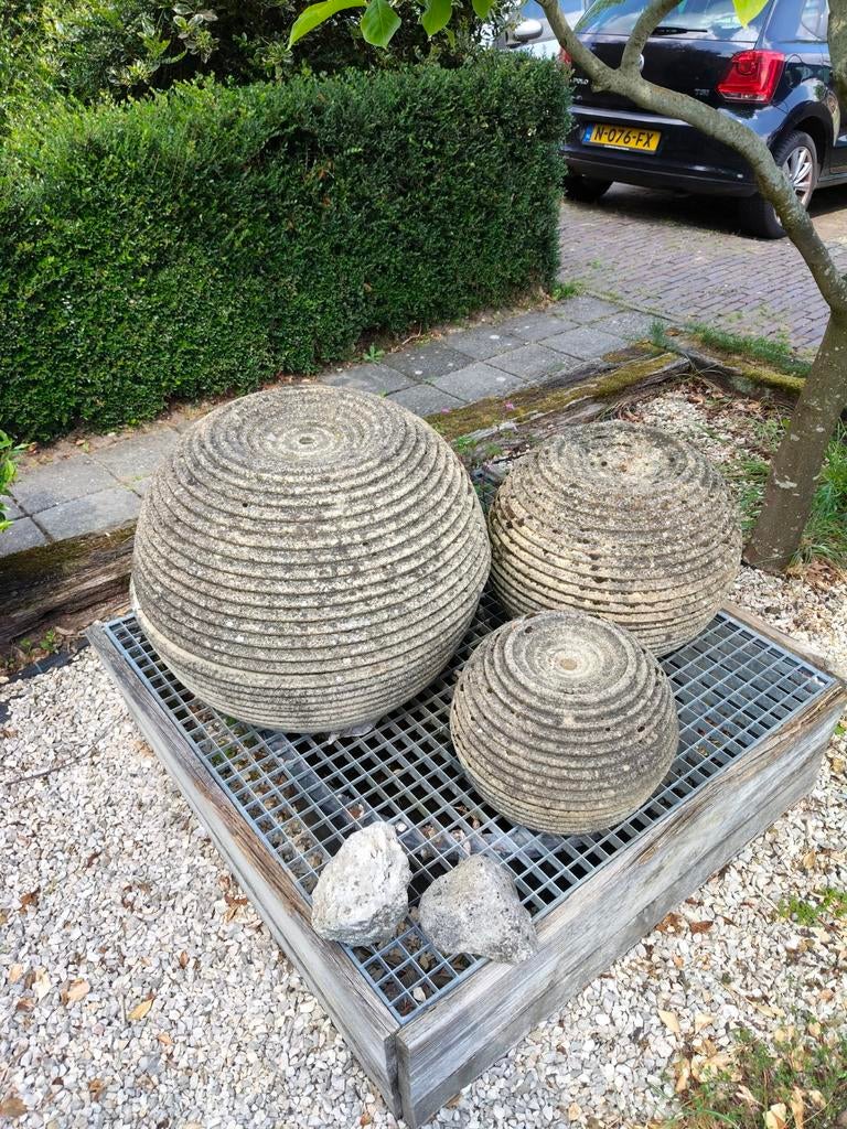 Waterornamenten set met waterbak en rooster, Tuin en Terras, Ophalen, Gebruikt, Graniet, Waterornament