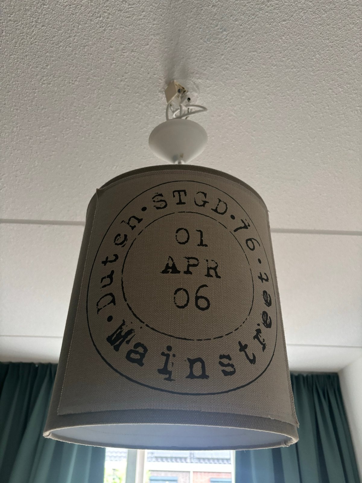 Hanglamp met stoffen kap - Grijs/groen, Ophalen, Overige materialen, Minder dan 50 cm, Gebruikt