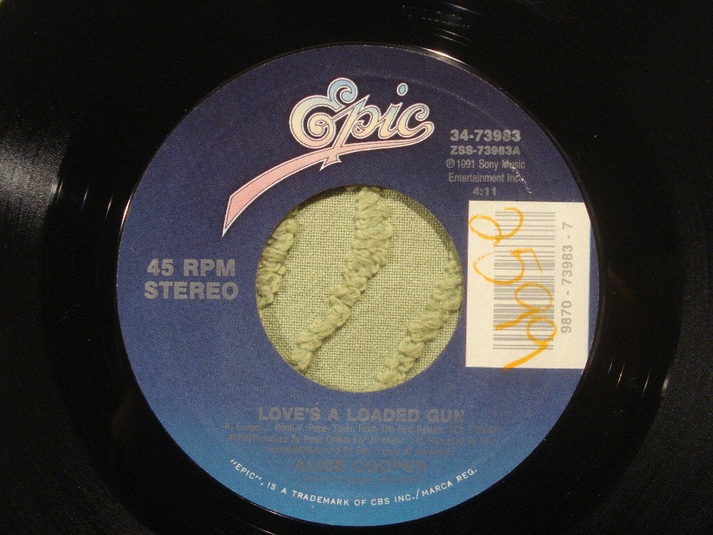 Alice Cooper 7" Vinyl Single: ‘Love’s a loaded gun’ (USA), Cd's en Dvd's, Ophalen of Verzenden, Zo goed als nieuw, 7 inch, Rock en Metal