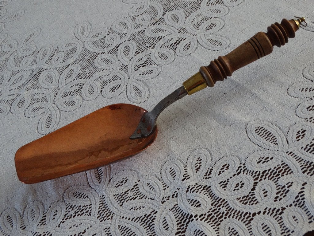 Schep antiek kolenschep roodkoper lengte 44 cm, Ophalen of Verzenden