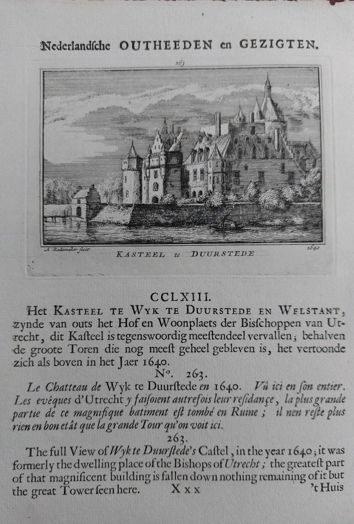 263 / Kasteel van Wijk bij Duurstede Gravure uit 1732, Antiek en Kunst, Ophalen of Verzenden