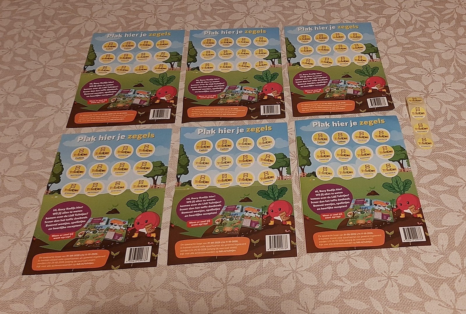 6 volle spaarkaarten+4 losse zegels Lidl Tuintjes € 2,- p.s., Verzamelen, Lidl, Ophalen of Verzenden