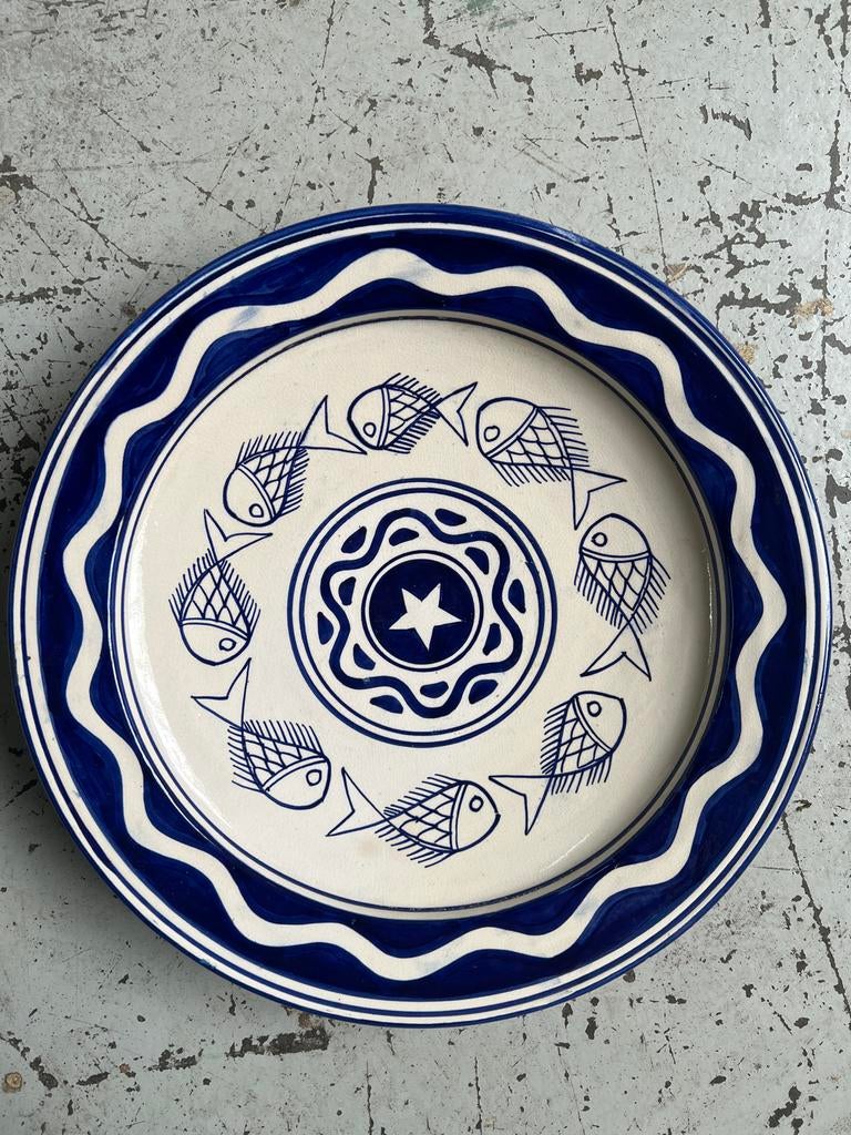 Grote Marokkaanse Schaal Safi (Ø 36 cm) - Vismotief, Ophalen of Verzenden