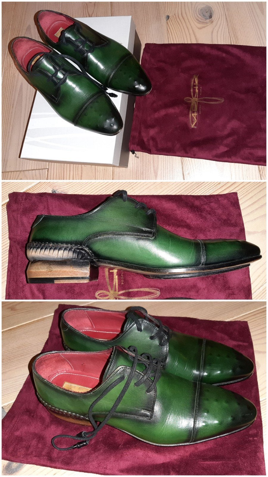 Melik Taft luxe design schoenen groen leer, Overige kleuren, Ophalen of Verzenden, Zo goed als nieuw, Melik Taft