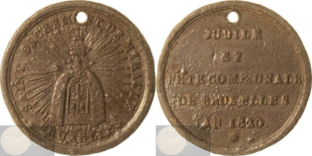 België - Historiepenning 1820 'Brussel 450-jarige Jubileum', Ophalen of Verzenden, Overige materialen, Buitenland