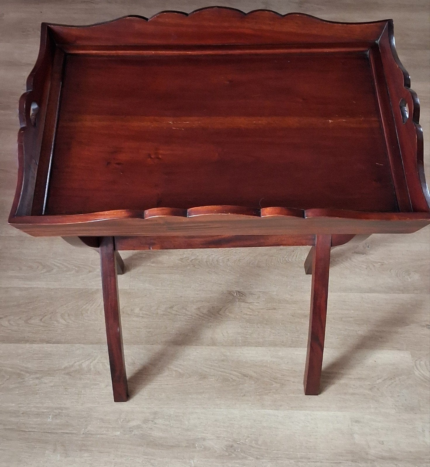 Antieke Mahonie Bijzettafel met Afneembaar Dienblad, Ophalen