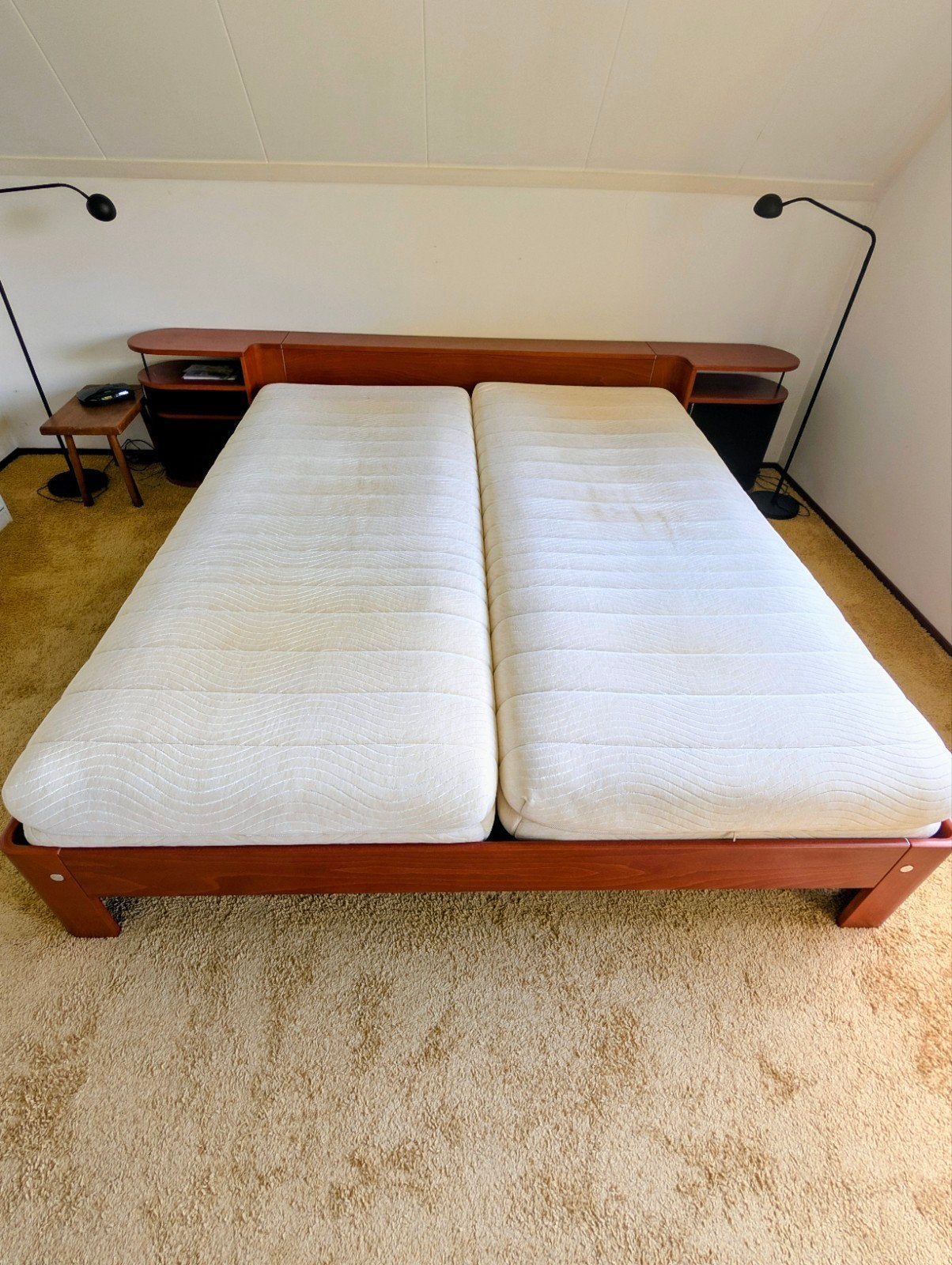 Mooi 2 pers Auping Auronde bed incl matrassen, Ophalen, Bruin, 210 cm, Tweepersoons