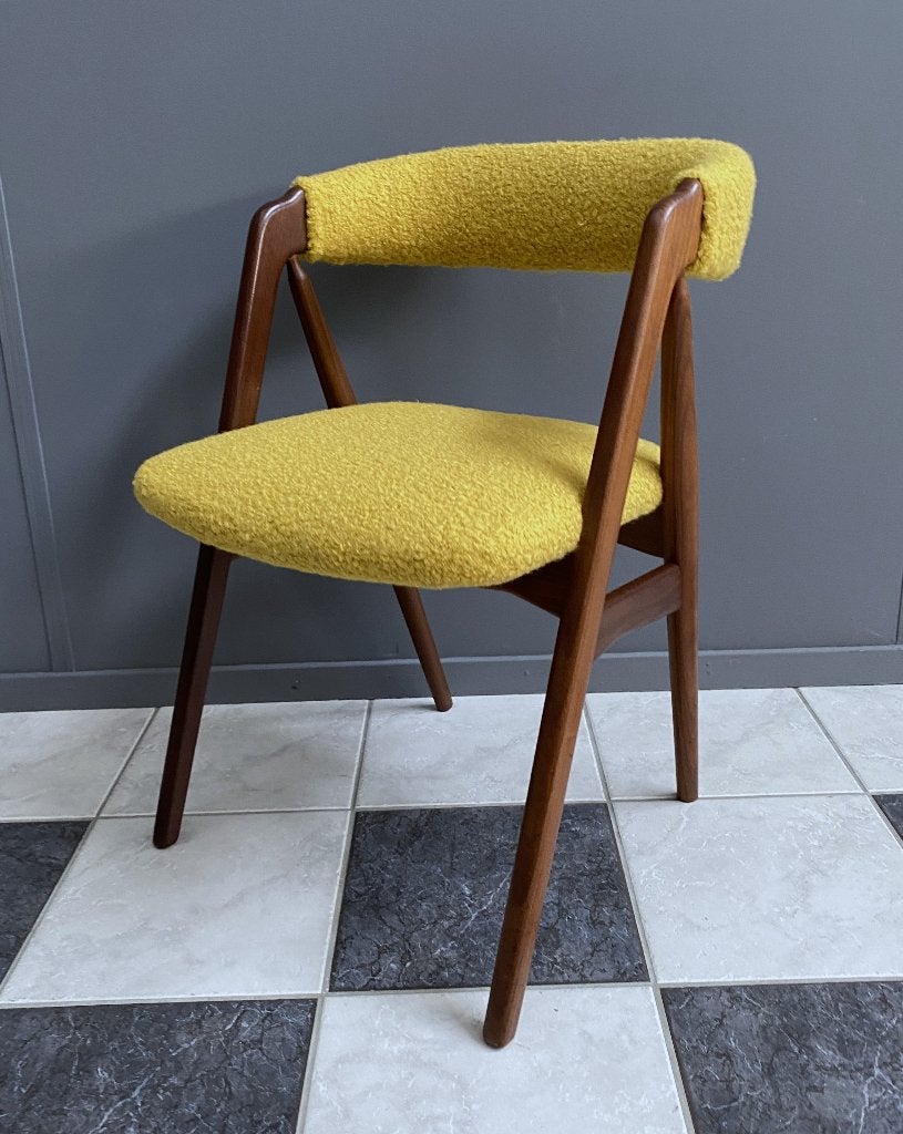 60 jaren model 205 DEENSE Thomas Harlev teak stoel oker geel, Ophalen, Overige kleuren, Stof, Eén