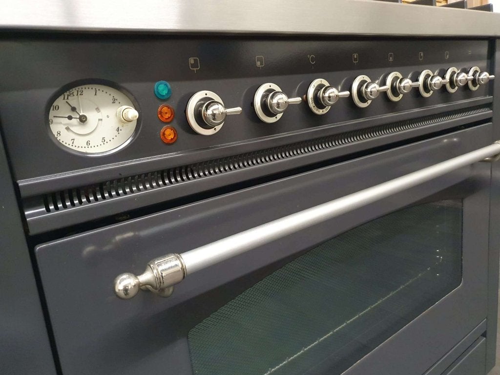 Boretti Fornuis 90cm antraciet + rvs 6 pits 1 grote oven, Niet ingevuld, 60 cm of meer, Niet ingevuld, Ophalen of Verzenden