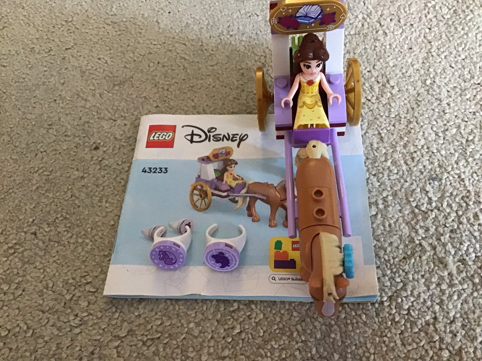 LEGO Disney Belle's Koets - Set 43233 met minifiguur, Lego, Ophalen of Verzenden, Zo goed als nieuw, Compleet