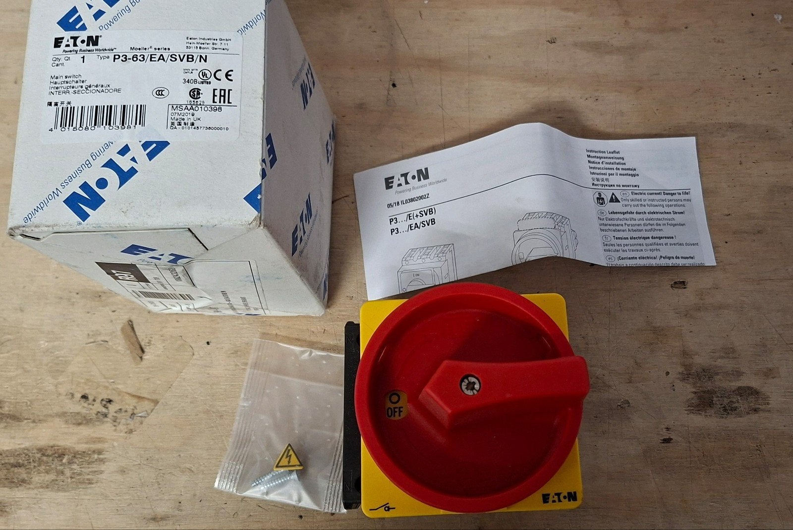 Eaton P3-63/EA/SVB/N Hoofdschakelaar / Werkschakelaar 63A, Eaton, Nieuw, Ophalen of Verzenden, Eaton