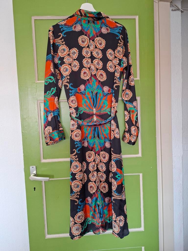 Lange jaren '70 seventies  jurk met print, Maat 38/40 (M), Overige kleuren, Ophalen of Verzenden, Zo goed als nieuw