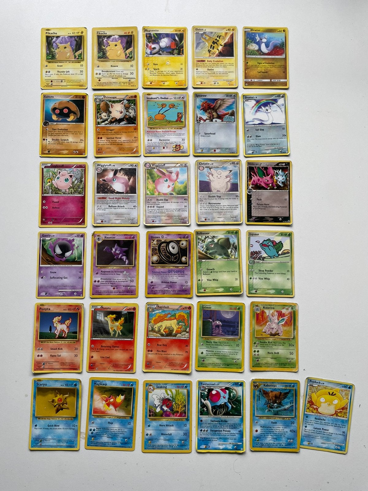 Pokémon kaarten lot Gen 1 Pikachu Dratini Bulbasaur 31 stuks, Ophalen of Verzenden, Zo goed als nieuw, Meerdere kaarten