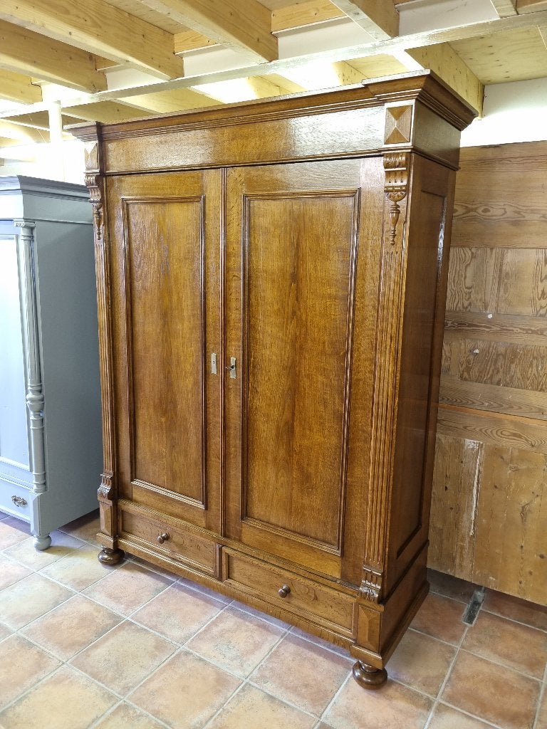 Prachtige Antieke Eiken Kast met Laden en Planken Demontabel, Antiek en Kunst, Antiek | Meubels | Kasten, Ophalen of Verzenden