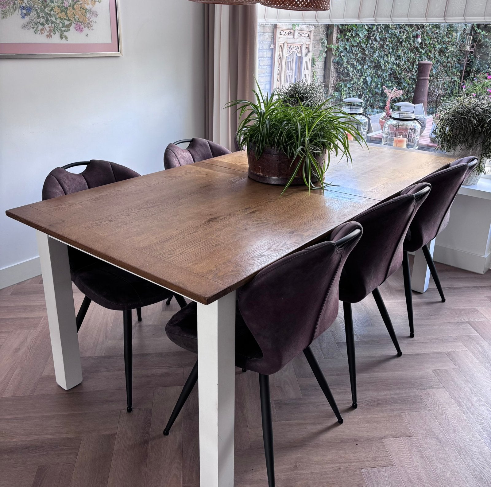 Eikenhouten uitschuifbare eettafel, Huis en Inrichting, Ophalen, Eikenhout, 200 cm of meer, 50 tot 100 cm