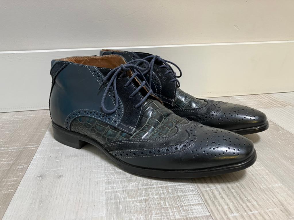 Giorgio blauwe halfhoge leren veterschoenen maat 41 zgan, Blauw, Ophalen of Verzenden, Zo goed als nieuw, Veterschoenen