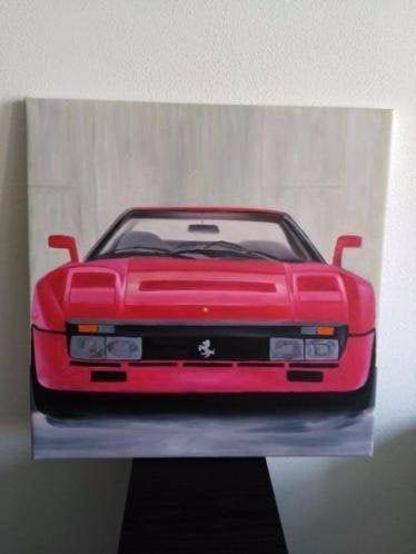 Acrylverf Schilderij - Ferrari 288 GTO - rood - 50cm x 50cm, Ophalen of Verzenden