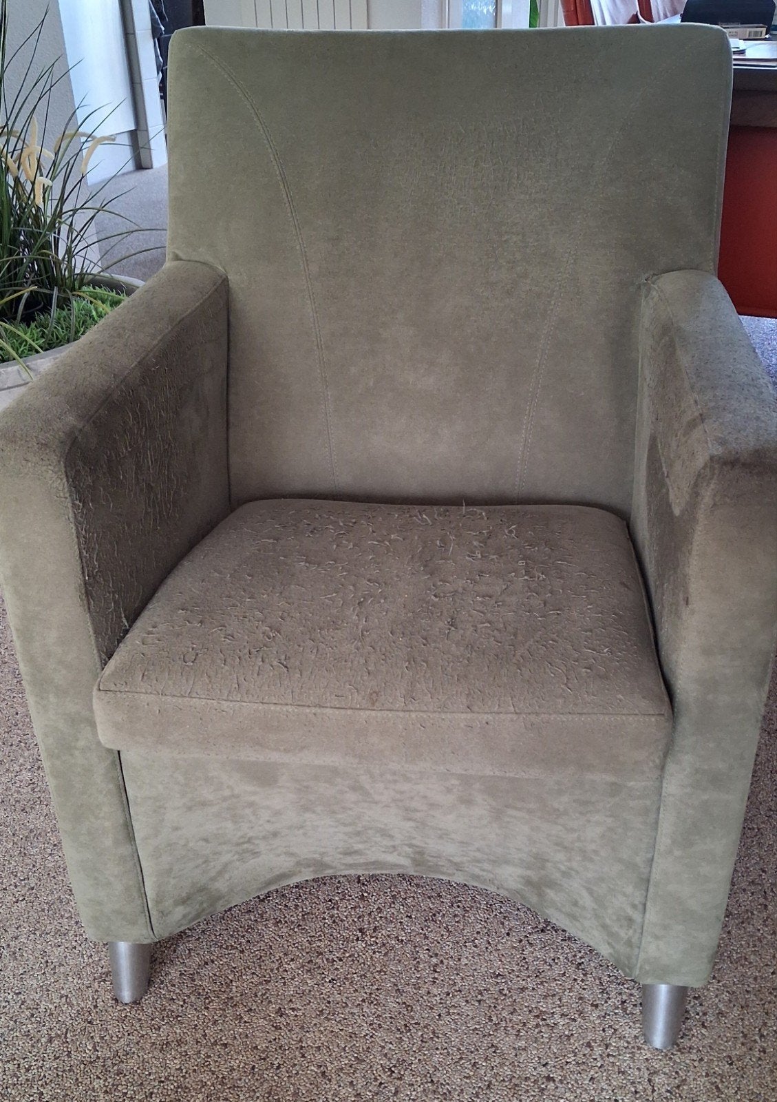 Dolcinea fauteuil Alcantara groen, Ophalen, Gebruikt, 75 tot 100 cm, Stof