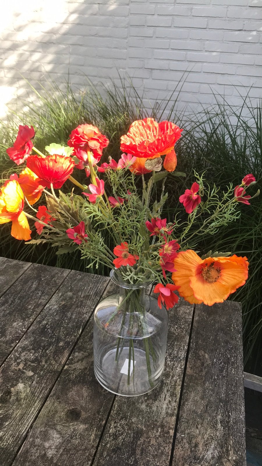 Fleurig boeket in warme tinten - NIEUW!, Binnen, Ophalen of Verzenden, Zo goed als nieuw, Boeket