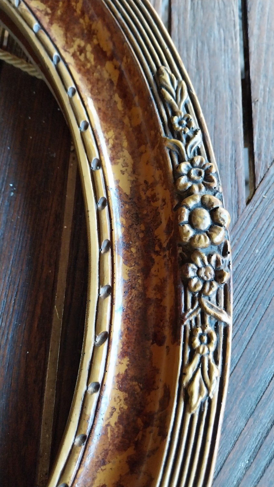 prachtige antieke ovale noten houten lijst, Ophalen, Hout, 42 cm, 50 cm