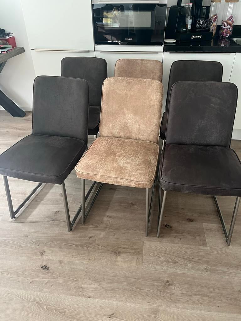 Set van 6 eetkamerstoelen - modern en comfortabel, Ophalen, Gebruikt, Bruin, Riviera maison