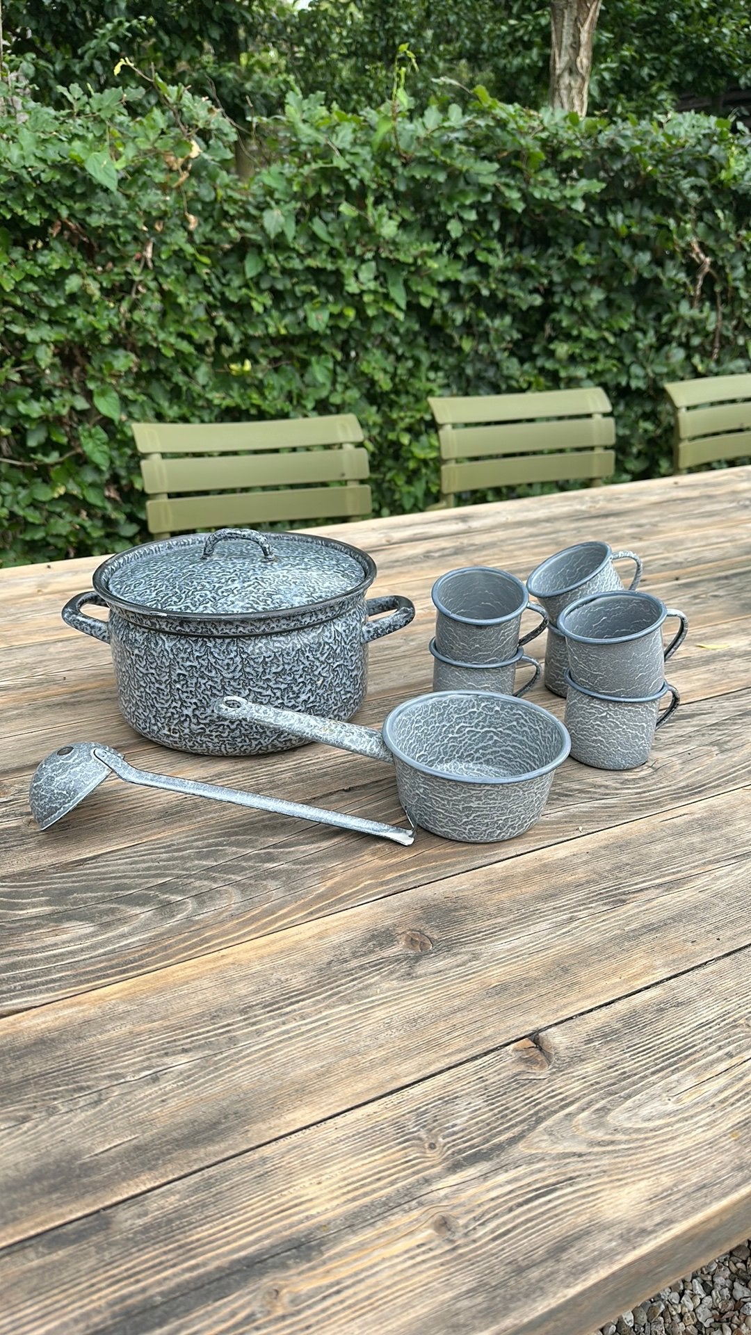 Set grijsgewolkt emaille, Ophalen of Verzenden