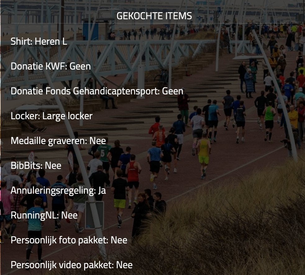 Marathon ticket NN Marathon The Hague inclusief Locker, Tickets en Kaartjes, Eén persoon