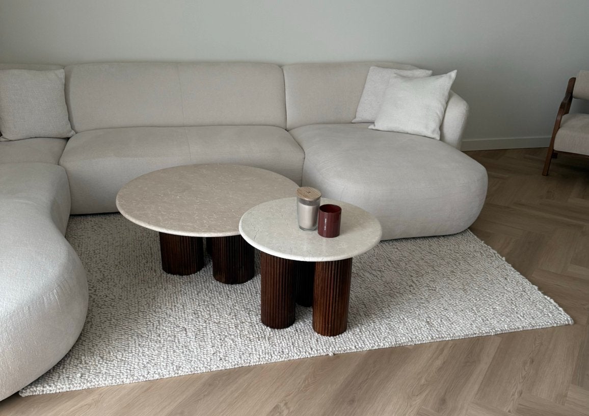 NOUS Living wollen vloerkleed pebbles(230x160) in nieuwstaat, Huis en Inrichting, Stoffering | Tapijten en Kleden, Ophalen, Japandi