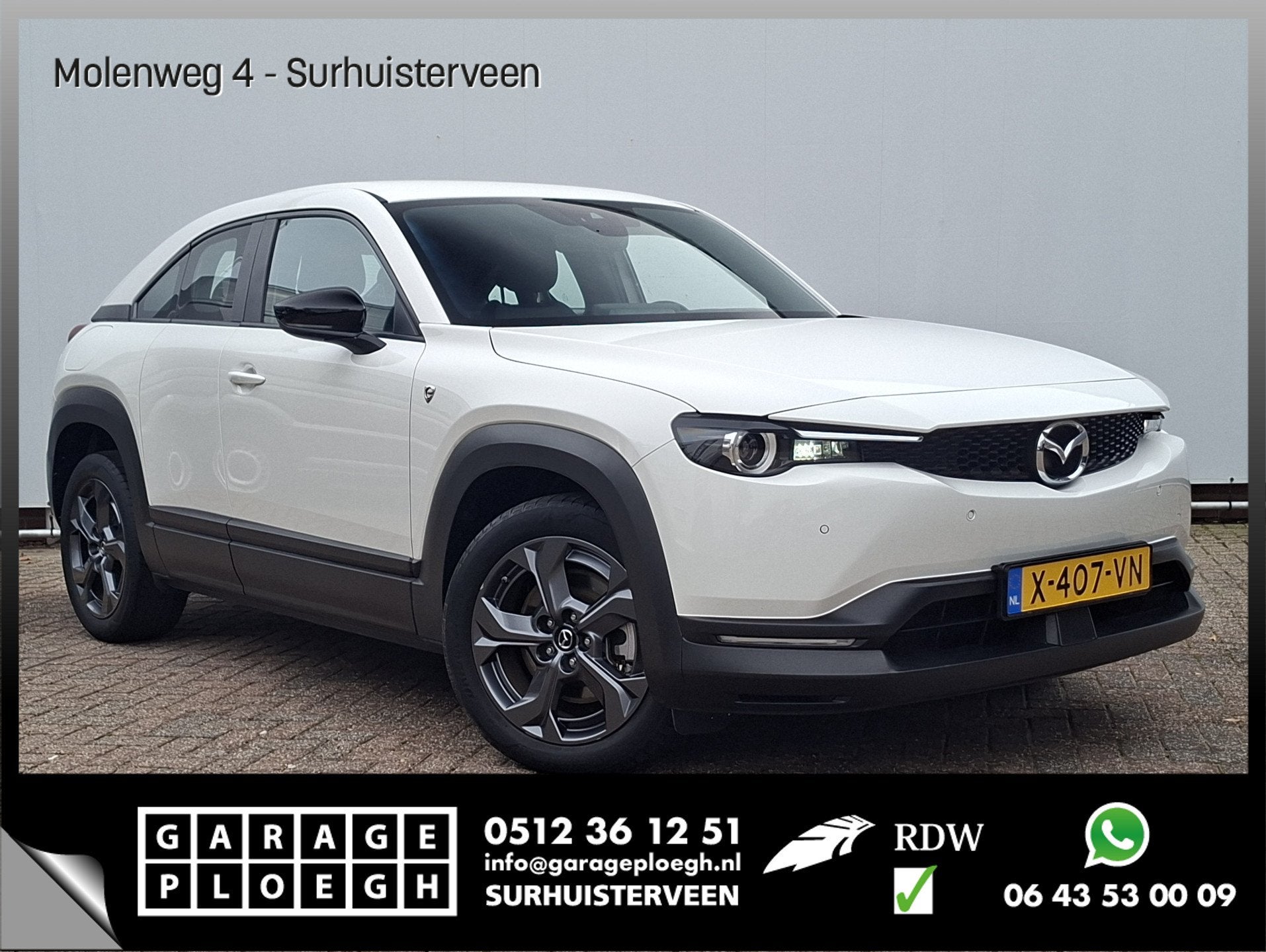 Mazda MX-30 e-SkyActiv R-EV 170 Prime-line PHEV Carplay Came, Auto's, Mazda, Gebruikt, Euro 6, Wit, Bedrijf