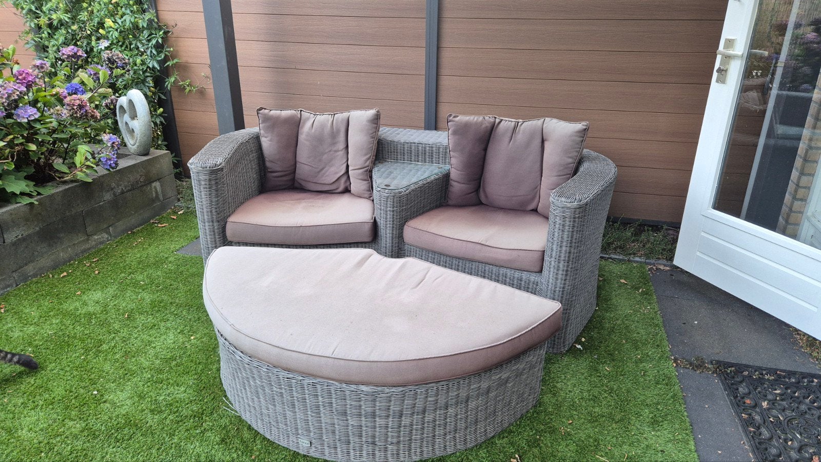 Tuinbank voor 2 personen, Kunststof, Gebruikt, Hocker, Ophalen