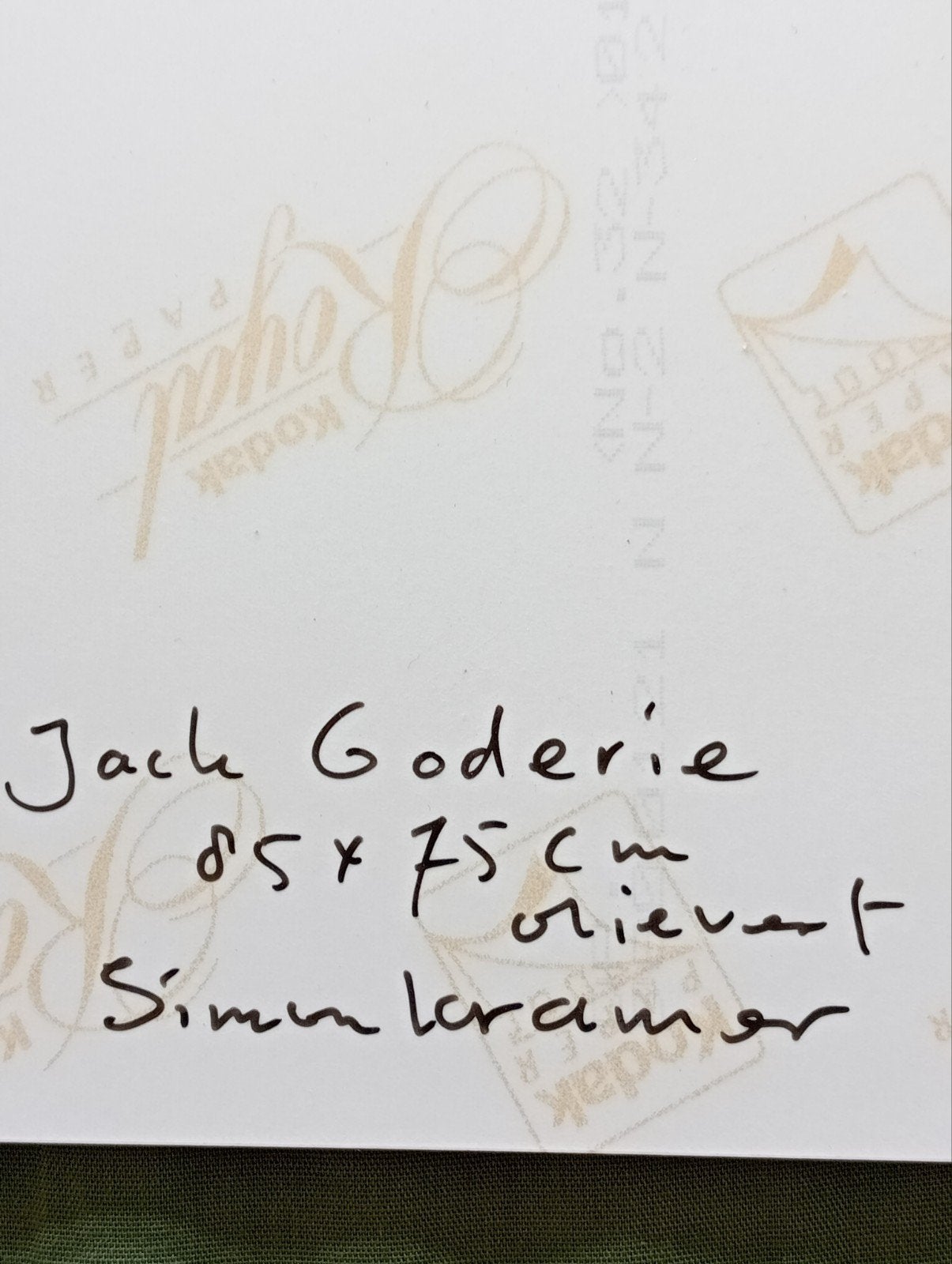 Simon Kramer Persfoto gesigneerd-portret Jack Goderie, Verzenden