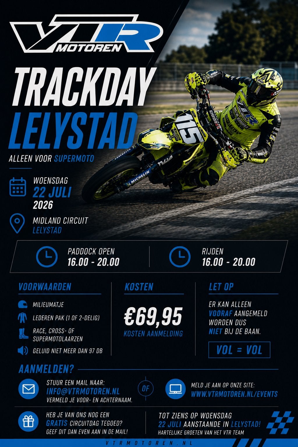 VTR Supermoto Trackday Lelystad 22 juli, Eén persoon