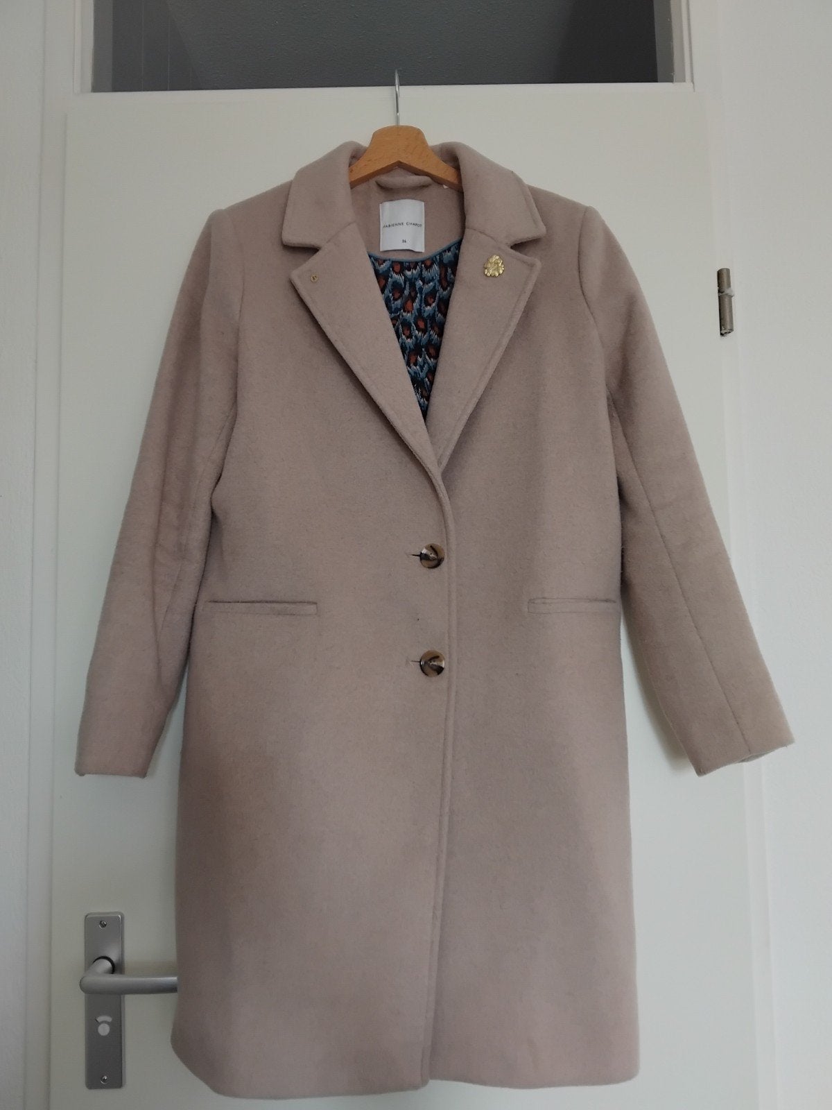 Fabienne Chapot Flori Coat - Beige wollen jas maat S, Beige, Ophalen of Verzenden, Zo goed als nieuw, Fabienne Chapot
