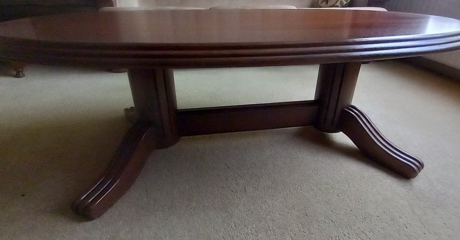 Ovale eiken houten salontafel - Klassiek design, Ophalen, 100 tot 150 cm, Klassiek, 50 tot 100 cm