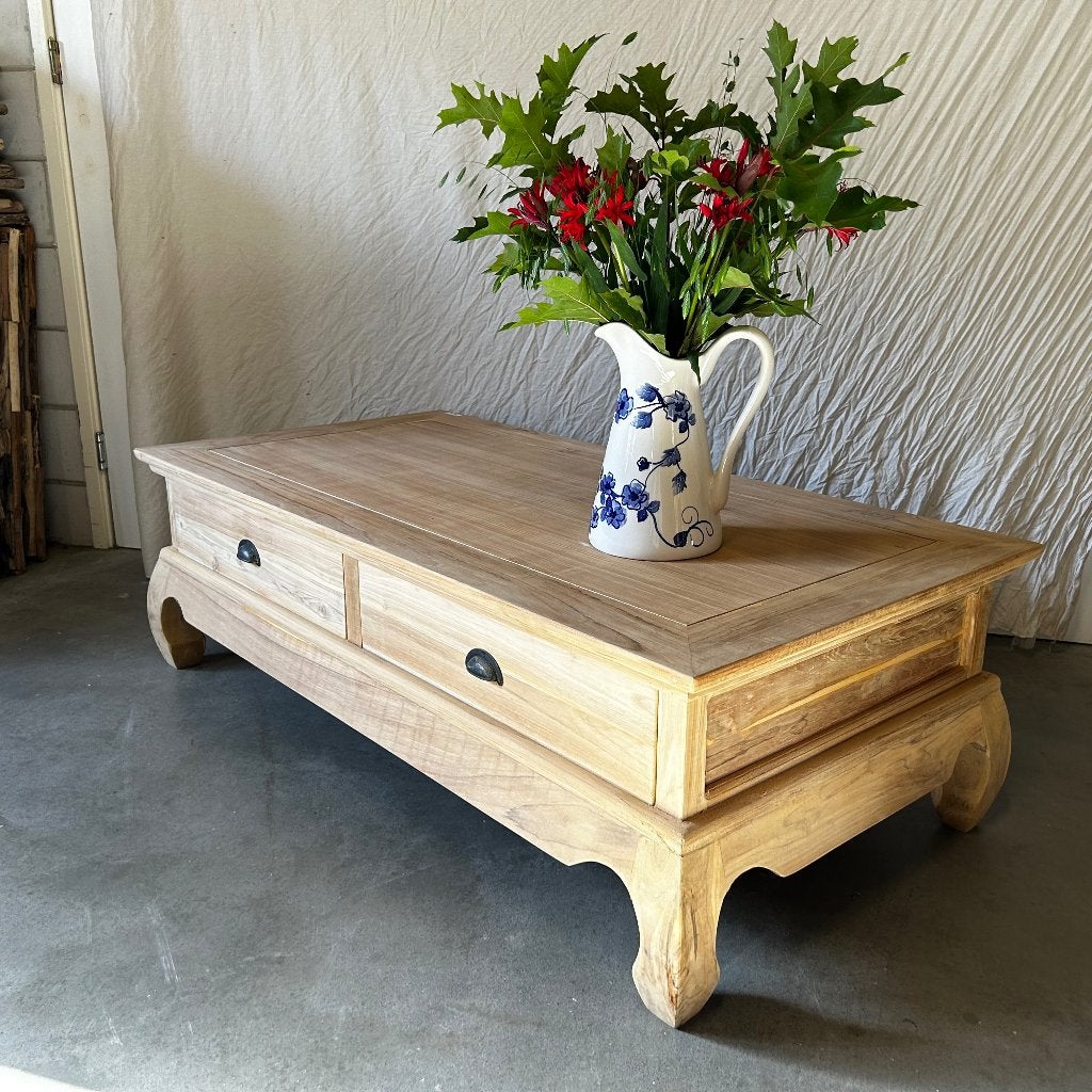 opium tafel - teakhout - 140 x 70 cm - Gratis bezorgd, TTM Wonen, Meubels – (Perzische) Tapijten en Woonaccessoires, 100 tot 150 cm