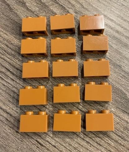 15 lego basis blokjes 1x2 licht bruin (9), Ophalen of Verzenden, Nieuw, Losse stenen, Lego