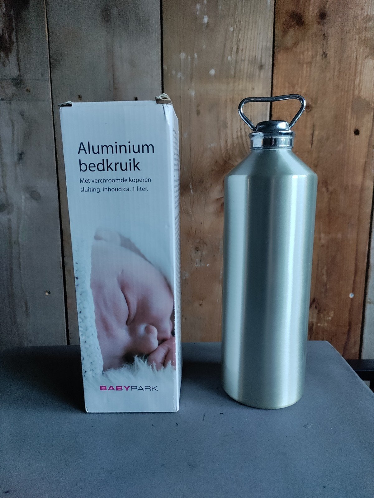 Babypark aluminium bedkruik nieuw in doos (ca. 1 liter), Overige merken, Overige typen, Nieuw, Ophalen of Verzenden