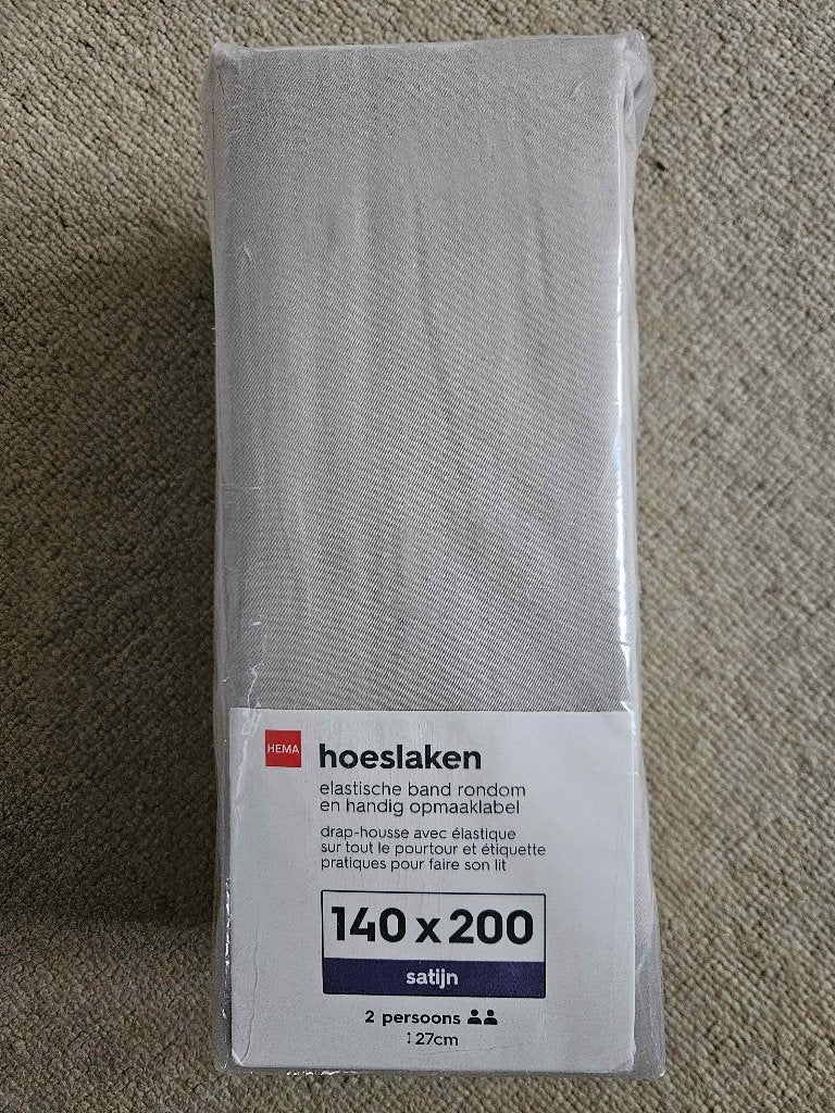 Hema hoeslaken katoensatijn 140x200, Katoen, Ophalen of Verzenden, HEMA, Wasbaar