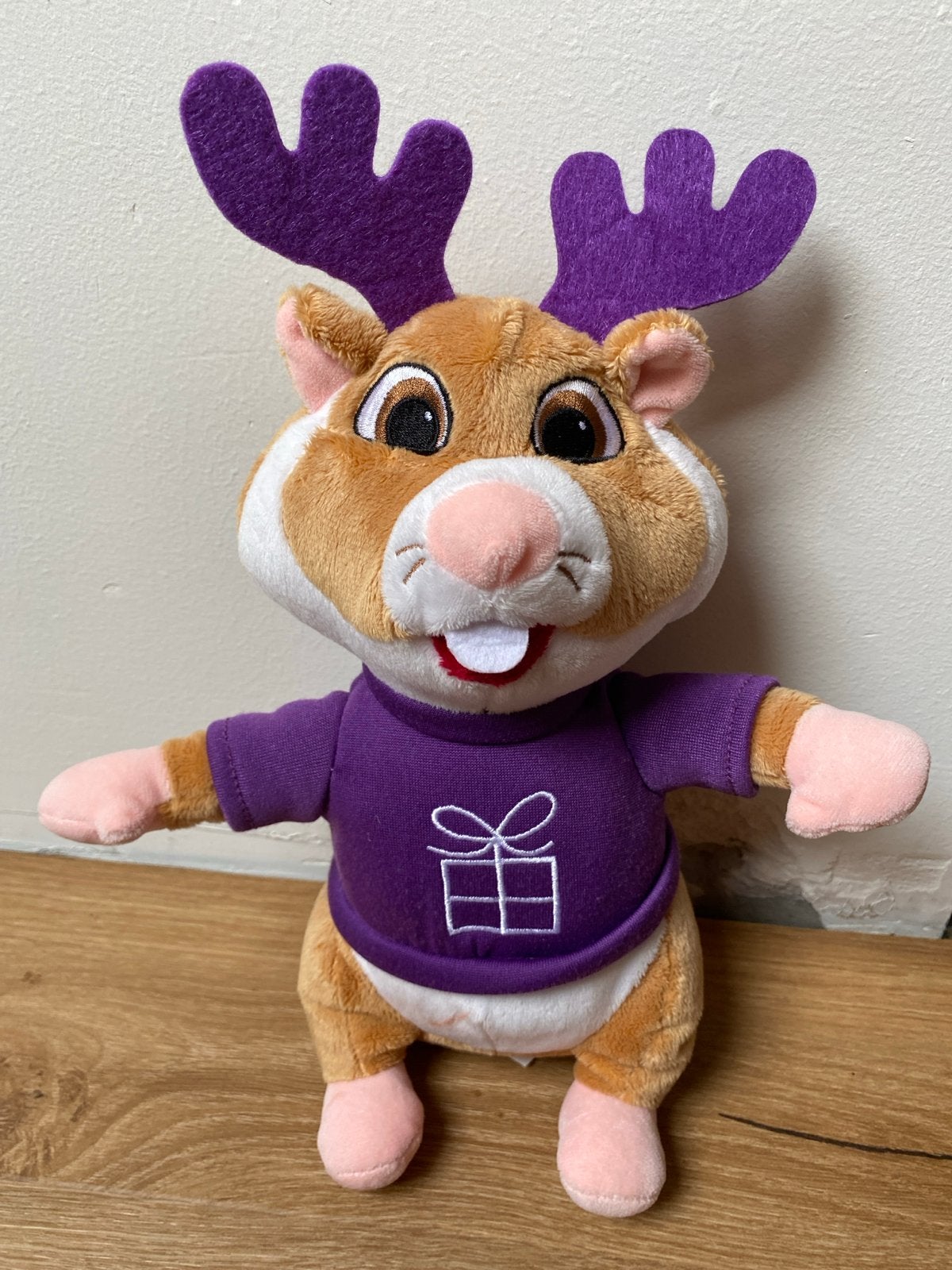 Hamster knuffel met paarse kerstoutfit, Overige merken, Overige karakters, Hamster, Ophalen of Verzenden