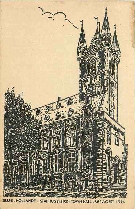 301-089-003 Sluis Stadhuis, Verzenden, Voor 1920, Zeeland