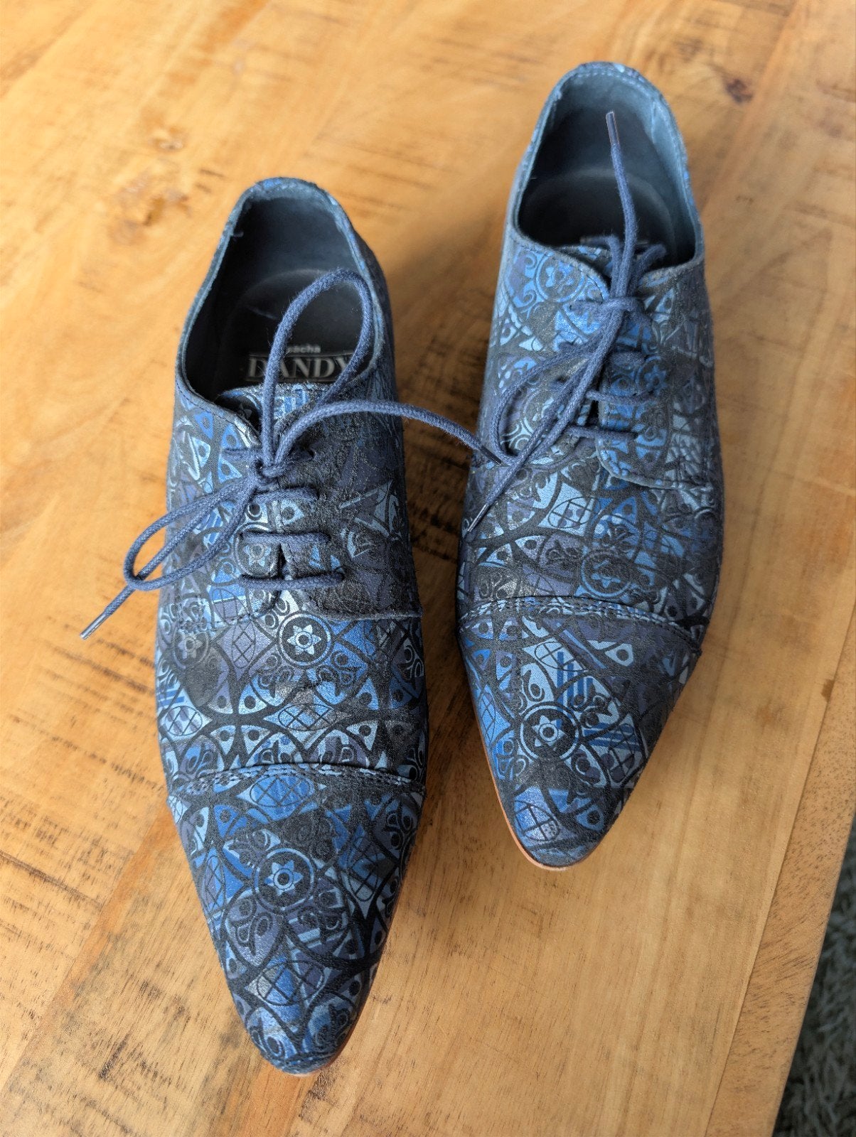 Nette herenschoenen blauw met print, Kleding | Heren, Ophalen of Verzenden, Gedragen, Blauw, Veterschoenen
