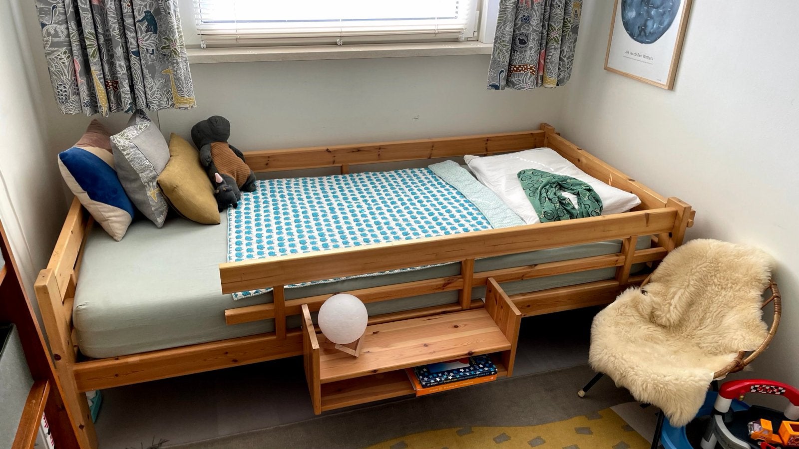 Massief houten hoogslaper/kinderbed met trap, Ophalen, Gebruikt, Halfhoogslaper