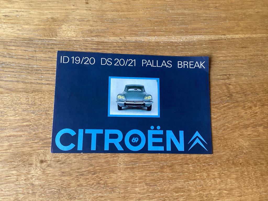 Citroën ID/DS 19/20/21 Pallas Break Brochure 1969, Ophalen of Verzenden, Zo goed als nieuw, Citroën