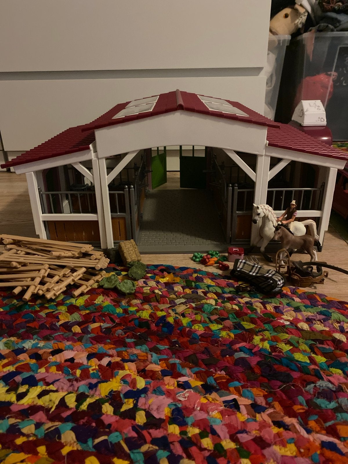Schleich paardenstal met toebehoren, Ophalen of Verzenden, Gebruikt, Jongen of Meisje